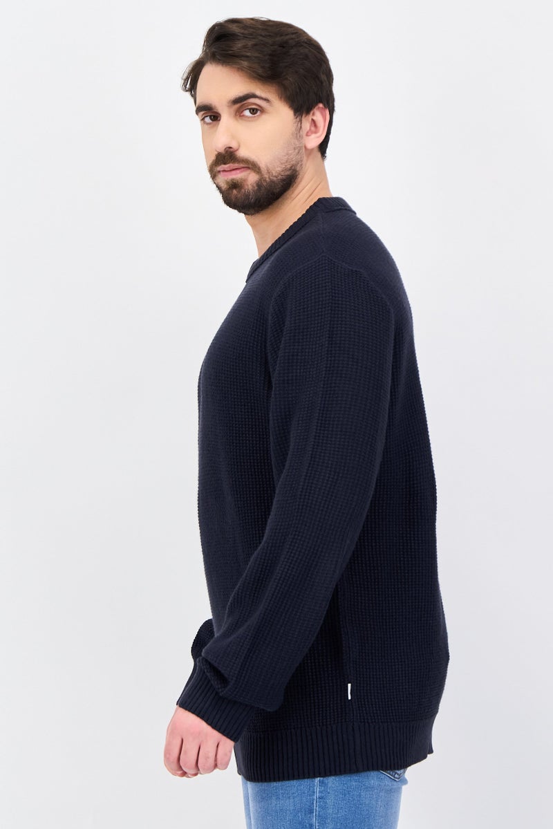JACK & JONES Men Crew Neck Knitted Sweater, Navy - Image 2